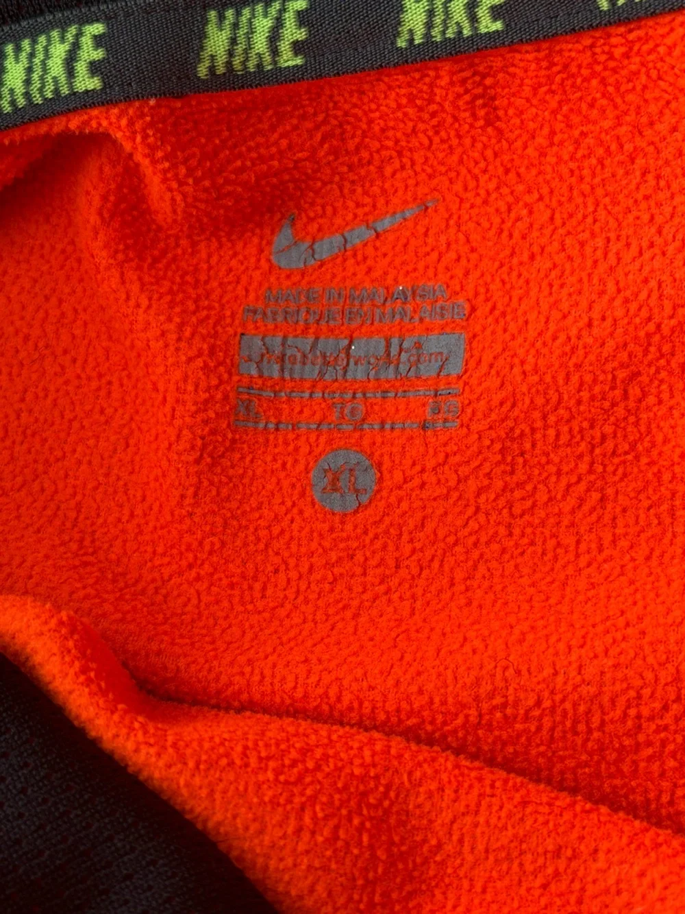Nike Red-Orange Chevron Pullover Hoodie with Black Swoosh